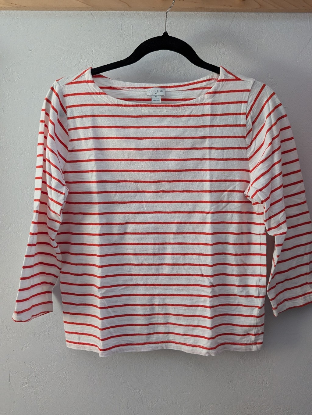 J.Crew Red And White Striped Boatneck Top